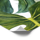 グリーンモンステラ熱帯水色 ポスター (角)