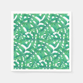グリーンモンステラ熱帯葉のパターン スタンダードカクテルナプキン