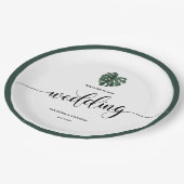 グリーンモンステラ結婚リーフの歓迎紙プレート ペーパープレート (アングル)