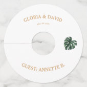 グリーンモンステラ結婚リーフズワイングラスラベル ワイングラスタグ (裏面)