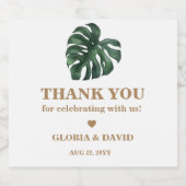 グリーンモンステラ結婚リーフ スパークリングワインラベル (シングルラベル)