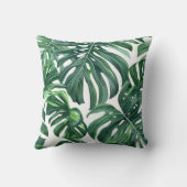 グリーンモンステラ離れパターン異国植物 クッション (裏面)