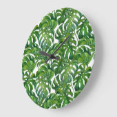 グリーンモンステ葉ラ熱帯シームレス ラージ壁時計 (傾斜)