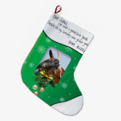 グリーンヤギのクリスマスあなたの写真と名前を追加 ラージクリスマスストッキング (正面 (吊り時))