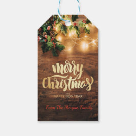 グリーンヤドリギ,ストリングライト,木のメリークリスマス ギフトタグ