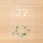 グリーンユエレガントーカリリースアルチテーブル番号 アクリル招待状 (正面)