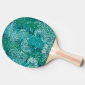 グリーンユニコーン格子模様モノグラムパーソナライズされた 卓球ラケット (横)