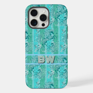 グリーンユニコーン格子模様モノグラムパーソナライズされた iPhone 15 PRO MAXケース