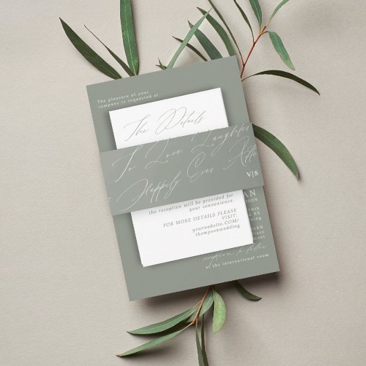 グリーンユニークセージ愛の笑いモノグラム結婚ズ 招待状ベリーバンド