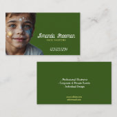 グリーンユニーク&イエローアーティスト顔絵画ズ 名刺 (正面/裏面)