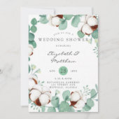 グリーンユーカリとコットンウェディングシャワーインビタ 招待状 (正面)