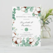 グリーンユーカリとコットンウェディングシャワーインビタ 招待状 (スタンド正面)
