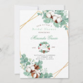 グリーンユーカリとコットンブライダルシャワー 招待状 (正面)