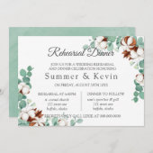 グリーンユーカリとコットンリハーサルディナー 招待状 (正面/裏面)