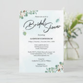 グリーンユーカリと綿花ブライダルシャワー 招待状 (スタンド正面)