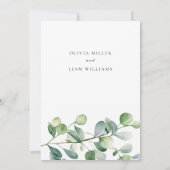 グリーンユーカリの水結婚色 招待状 (裏面)