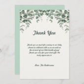 グリーンユーカリの葉のベイビーシャワー感謝カード 招待状 (正面/裏面)
