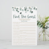 グリーンユーカリはゲストベビーシャワーゲームを見つける 便箋 (スタンド正面)