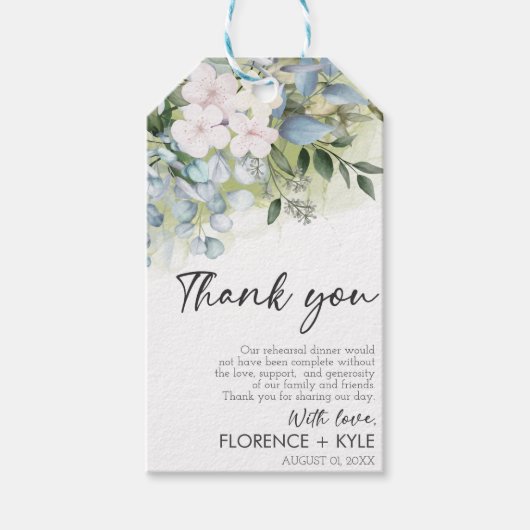 グリーンユーカリエレガントダスティリハーサルディナー ギフトタグ (正面)