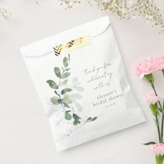 グリーンユーカリカスタムブライダルシャワーサンキュー フェイバーバッグ (封をした状態)