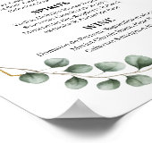 グリーンユーカリグリッター結婚のバーメニューサイン ポスター (角)