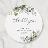 グリーンユーカリフローラブライダルシャワーギフトラベル フェイバータグ (正面)