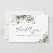 グリーンユーカリフローラブライダルシャワーフラット サンキューカード (正面)
