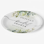 グリーンユーカリフローラブライダルシャワー紙プレート ペーパープレート (アングル)