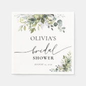 グリーンユーカリフローラブライダルシャワー スタンダードカクテルナプキン (正面)