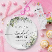 グリーンユーカリフローラブライダルシャワー ペーパープレート (パーティー)
