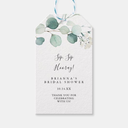 グリーンユーカリプスシップホレーブライダルシャワー ギフトタグ (正面)