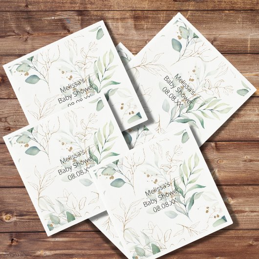 グリーンユーカリプタスカクテルペーパーナプキン スタンダードカクテルナプキン