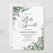 グリーンユーカリプタスグリーンリー植物性ベビー散布 招待状 (正面)