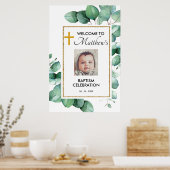 グリーンユーカリプタスバプテスウェルカムサイン ポスター (キッチン)