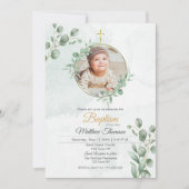 グリーンユーカリプタスバプテスマ招待状 招待状 (正面)