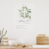 グリーンユーカリプタスファーンファーンフォーナスクロスバプテスウェルカム ポスター (キッチン)