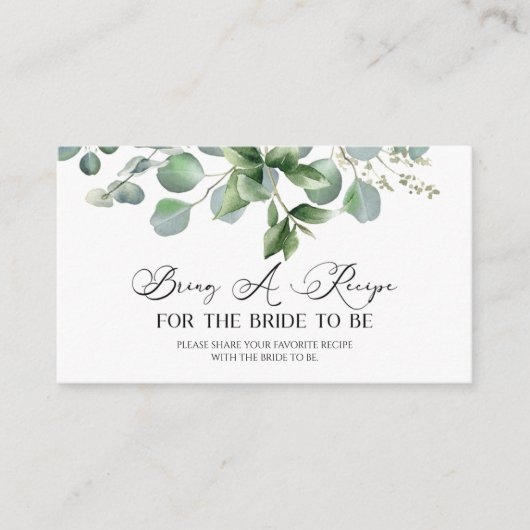 グリーンユーカリプタスブライダルシャワーブリングアザレシピ エンクロージャーカード (正面)