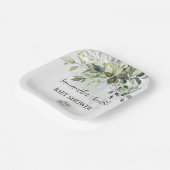 グリーンユーカリプタスベイビーシャワースクエア ペーパープレート (傾斜あり)
