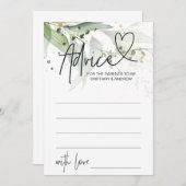 グリーンユーカリプタスベビーシャワーアドバイスゲームカード 招待状 (正面/裏面)