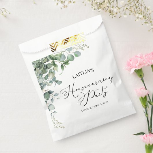 グリーンユーカリプタスボタニカル引っ越し祝いパーティーパーティー フェイバーバッグ (封をした状態)