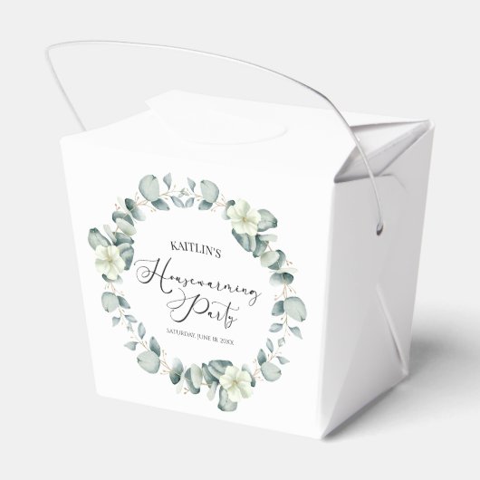 グリーンユーカリプタスボタニカル引っ越し祝いパーティーパーティー フェイバーボックス (裏面サイド)