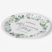 グリーンユーカリプタスボタニカル引っ越し祝いパーティーパーティー ペーパープレート (アングル)