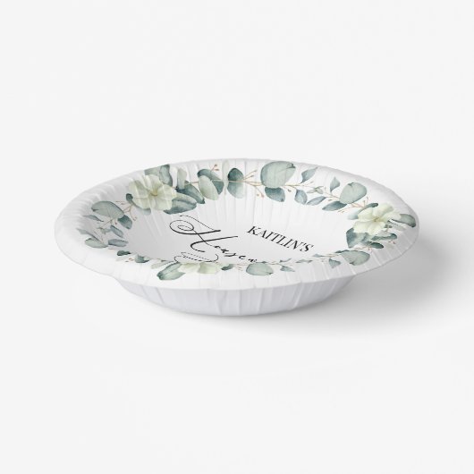 グリーンユーカリプタスボタニカル引っ越し祝いパーティーパーティー ペーパーボウル (傾斜あり)