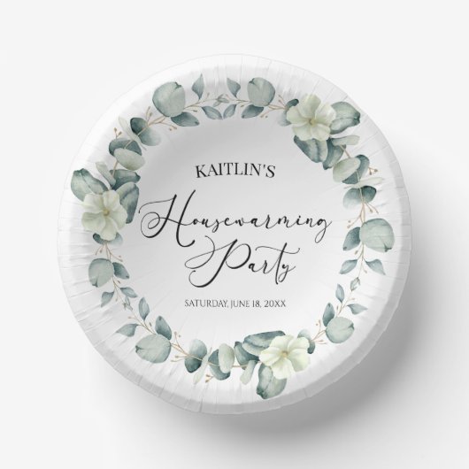 グリーンユーカリプタスボタニカル引っ越し祝いパーティーパーティー ペーパーボウル (正面)