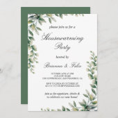 グリーンユーカリプタスボタニカル引っ越し祝いパーティーパーティー 招待状 (正面/裏面)