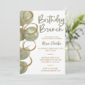 グリーンユーカリプトゥスアンドゴールドフォイル誕生日ブランチ 招待状 (スタンド正面)