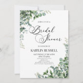 グリーンユーカリプトゥスグリーンリーボタニカルブライダルシャワー 招待状 (正面)