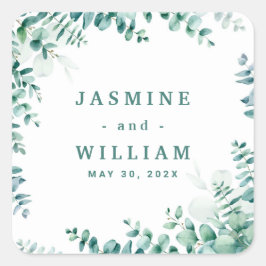 グリーンユーカリプトゥススクエアフレームボーダー結婚ズ スクエアシール
