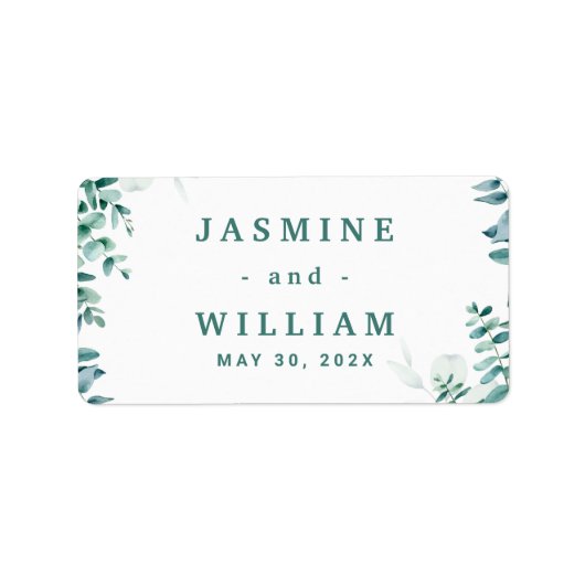 グリーンユーカリプトゥススクエアフレームボーダー結婚ズ ラベル (正面)