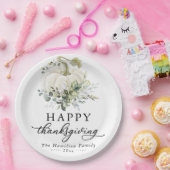 グリーンユーカリプトゥスホワイトカボチャ感謝祭 ペーパープレート (パーティー)